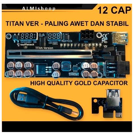 Jual PCIE Riser 12 Kapasitor Mining Atau VGA Eksternal Laptop Untuk