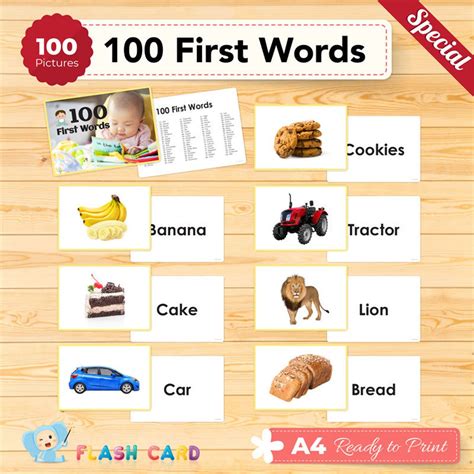 First 100 Words For Kids High Quality Real Pictures Editable