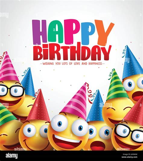 Smiley Happy Birthday Greeting Card Colorful Vector Background In Stock