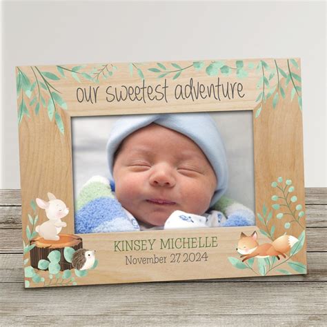 Personalized Woodland Wood Frame, Personalized Picture Frame, Baby Picture Frame, Safari Theme ...