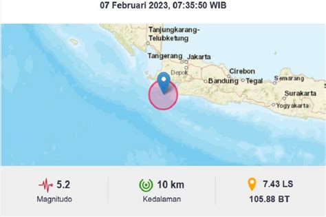 Gempa Bumi Magnitudo 5 2 Guncang Banten Dirasakan Hingga Bogor