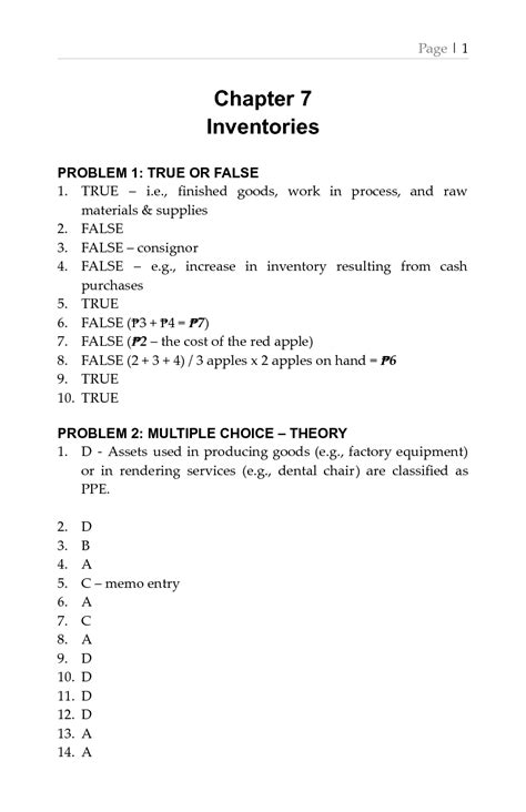 SOLUTION Solution Manual Chapter 7 Inventories Intermediate Accounting