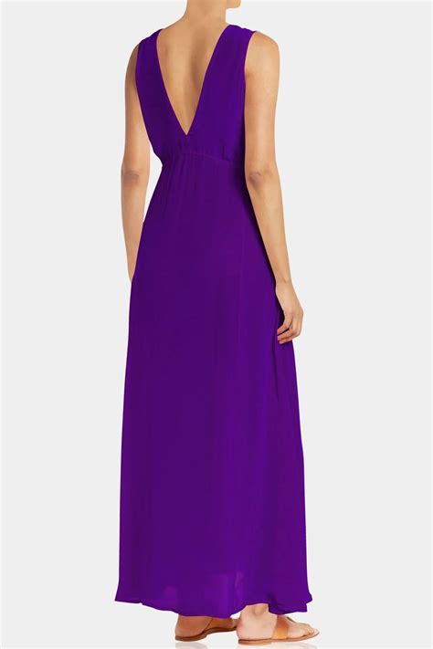 Designer Dark Purple Long Dress | Deep V Cut Dress | Shahida Parides