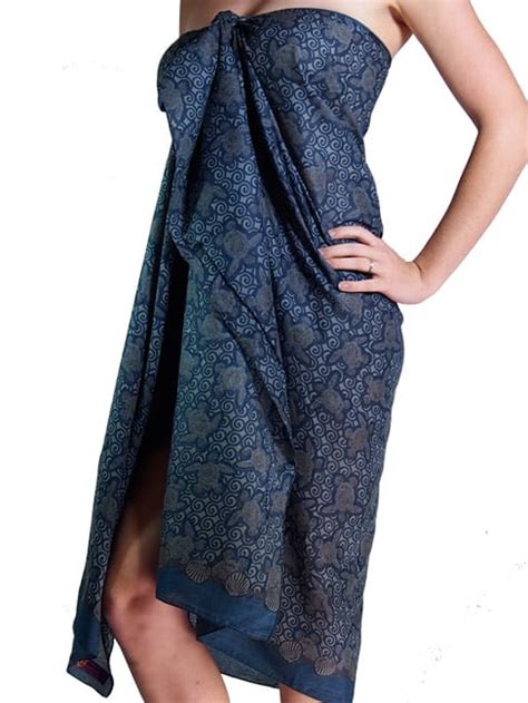 Cotton Sarong 210cm Shell Turtle Navy Nude Beach Australia