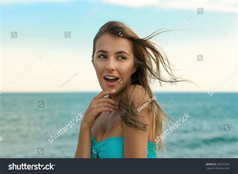 Sexy Girl Bikini On Beach Has Stock Photo 209375491 Shutterstock