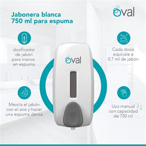 Dispensador De Jabón Espuma 750ml Oval Jabonera Rellenable OVAL