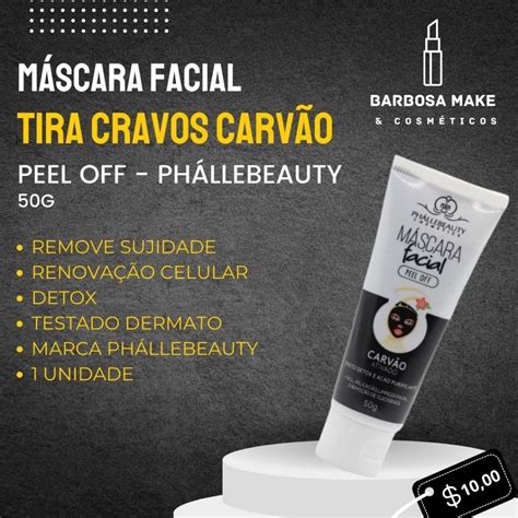 Máscara tira cravos carvão ativado 50g Phallebeauty Shopee Brasil