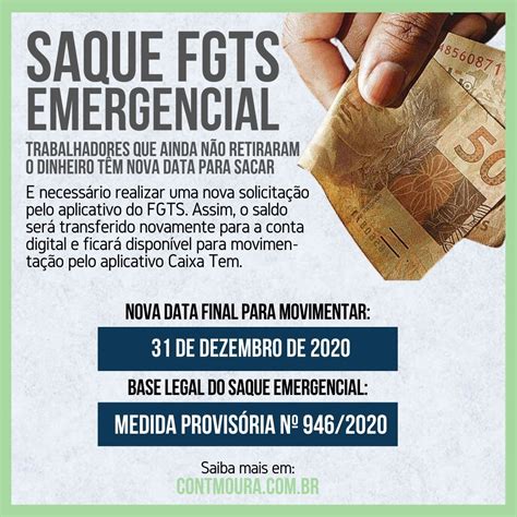 Saque Emergencial Do Fgts Confira A Nova Data Limite Para Movimenta O