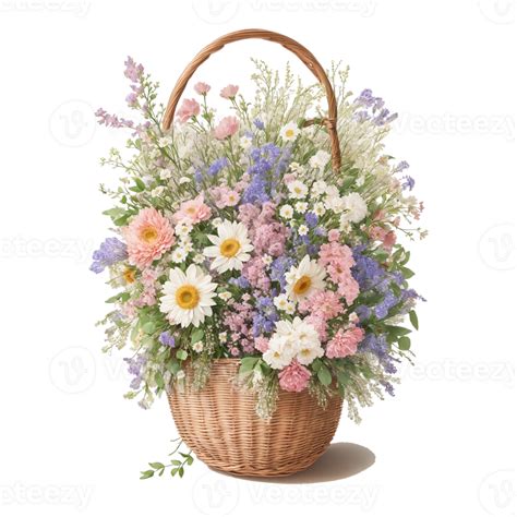 Wildflowers In Wicker Basket 27131708 PNG