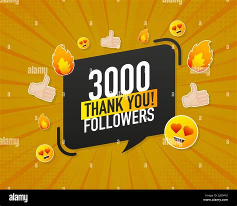 Thank You 3000 Followers On Yellow Background White Background Vector