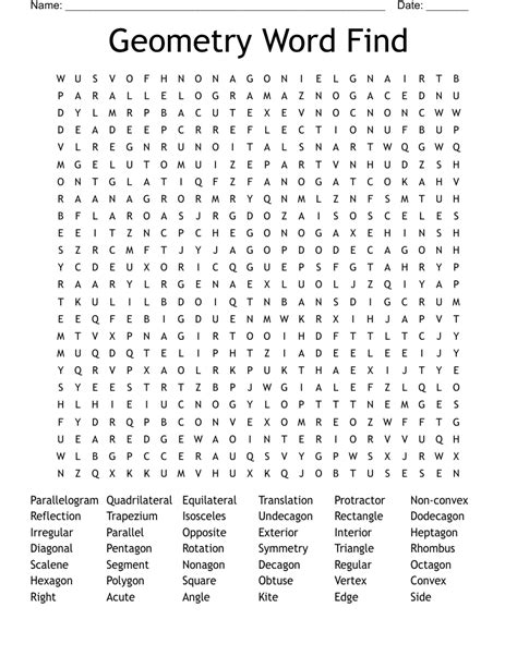 Geometry Word Find Word Search Wordmint