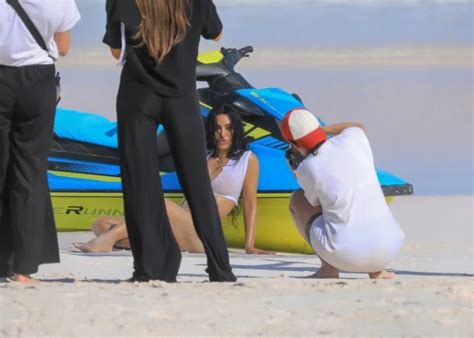 Kim Kardashian Nearly Bares All In Tiny Wet T Shirt And Bikini Bottoms During Beach Photo Shoot