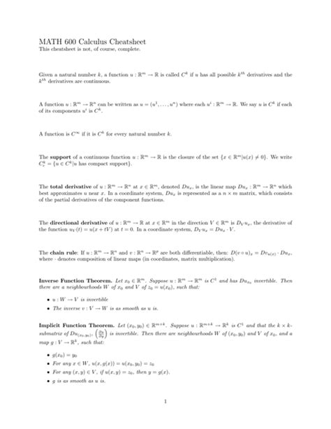 Free Calculus Cheat Sheet Templates Customize Download And Print Pdf Templateroller