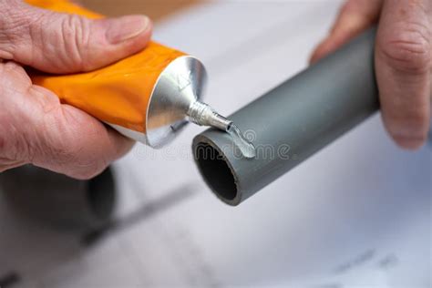 Plumber Applying Glue on Pvc Pipe Stock Image - Image of glue, water: 171464065