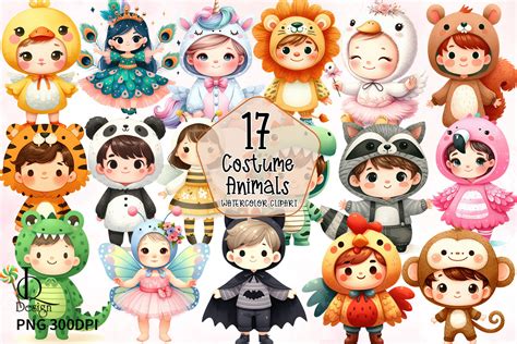 Cute Children in Animal Costume Clipart Graphic by LQ Design · Creative ...