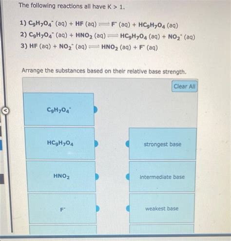 Solved 1 Hcoo−aqhno2aq⇌hcoohaqno2−aq 2