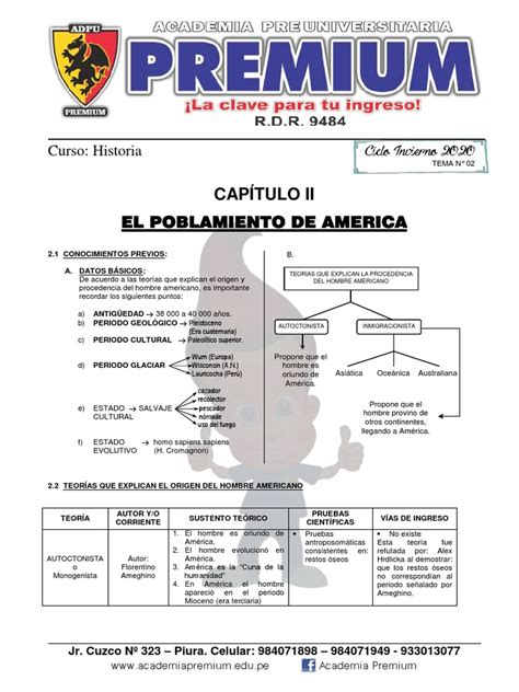 Tema 02 de Historia Primeros Pobladores | PDF | Américas | océano Pacífico