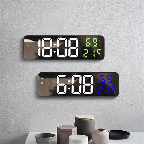 Himiss Led Display Wall Mounted Alarm Clock Temperature And Humidity