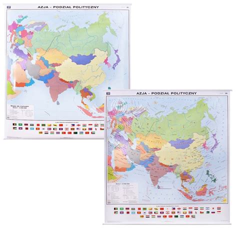 AZJA MAPA ŚCIENNA POLITYCZNA I KONTUROWA NOWA ERA