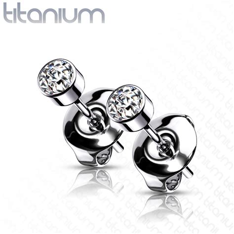 Implant Grade Titanium Cz Stud Earrings The Body Jewellery Store