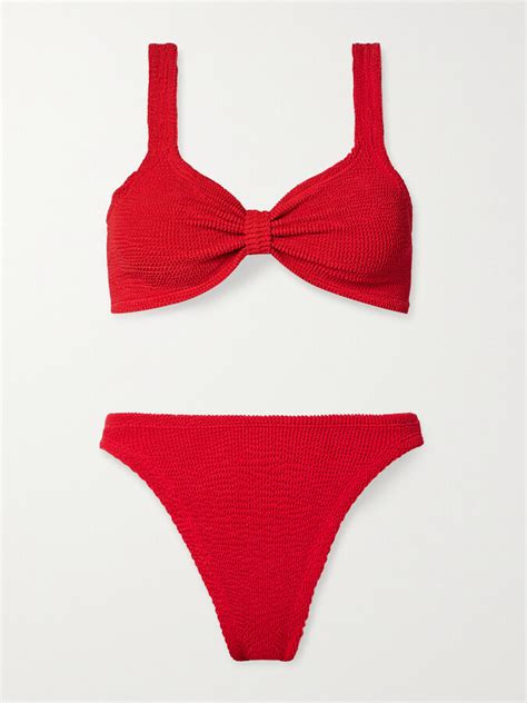 Hunza G Bonnie Seersucker Bikini Red Shopstyle Two Piece Swimsuits