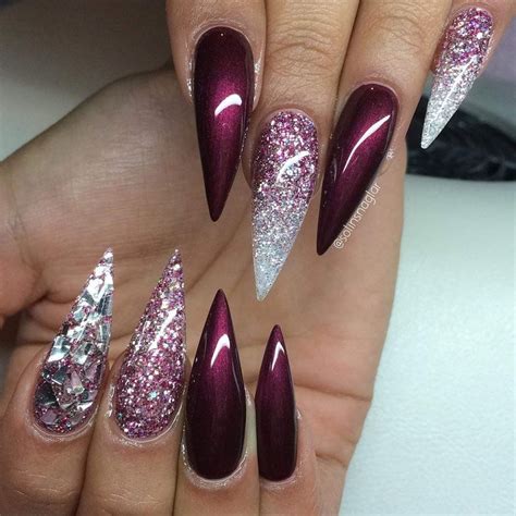 Super Cute And Girly Nail Designs Glitter Stiletto Nails Designs