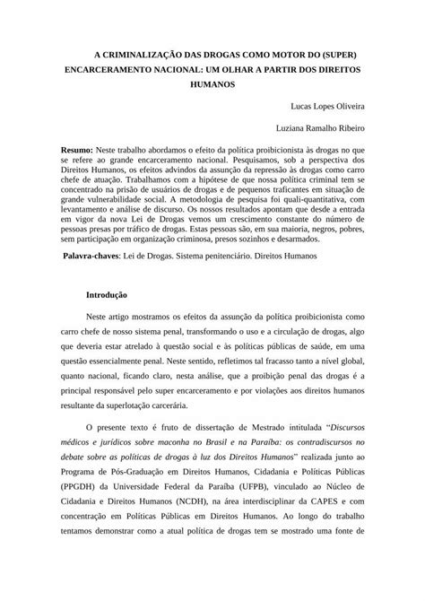 Pdf A CriminalizaÇÃo Das Drogas Como Motor Do Super Dokumen Tips