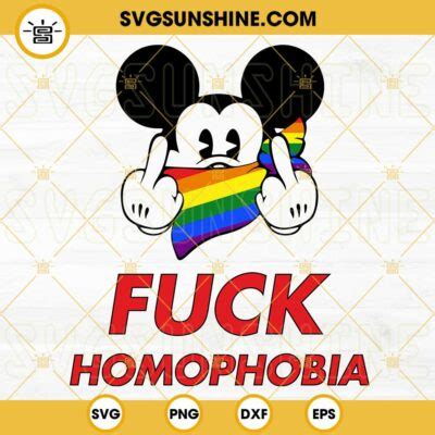 Mickey Mouse Fuck Homophobia SVG Rainbow Bandana SVG Funny LGBT SVG Pride Month SVG PNG DXF EPS