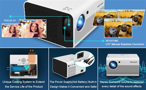 Mini Projector Battery Powered With Bluetooth Native Hd 1080p