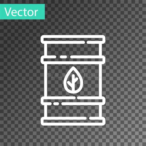 White Line Bio Fuel Barrel Icon Isolated On Transparent Background Eco