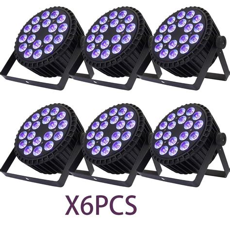 SHEHDS 6PCS LED Stage Light 18x18w RGBWA UV Par Lighting DMX DJ Disco