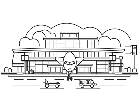 Airport Hustle And Bustle Coloring - Coloring Page