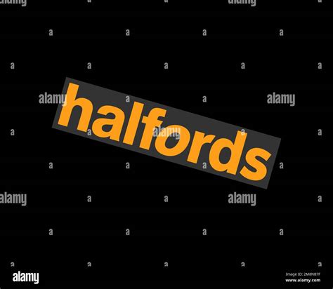 Halfords, Rotated Logo, Black Background B Stock Photo - Alamy