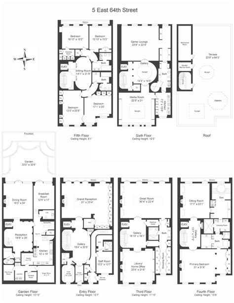 5 East 64th Street House New York NY 10065 Sales Floorplans