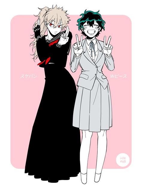 Genderbend Bakugou Katsuki And Genderbend Midoriya Izuku