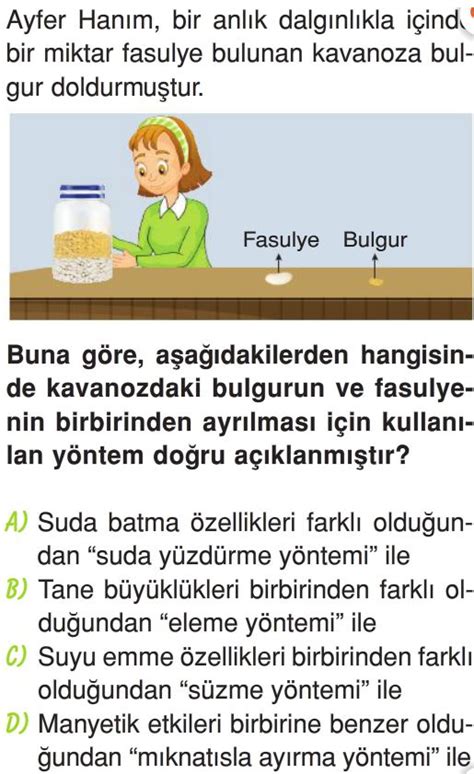 Saf Madde ve Karışım Test Çöz 4 Sınıf Fen Bilimleri Testleri