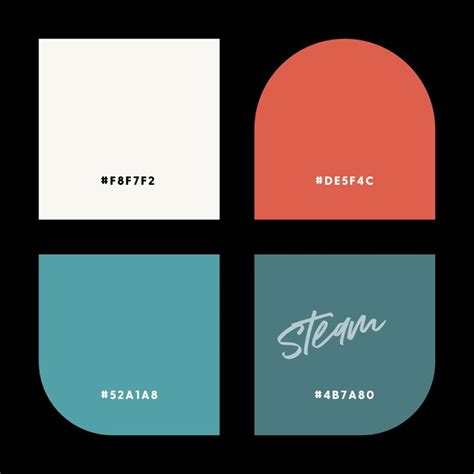 four different type of logos with the word stevin on them in white, blue and red