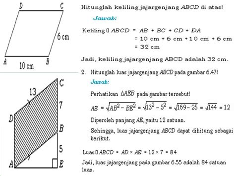 Sifat Rumus Keliling Danluas Jajar Genjang Beserta Comtohnya