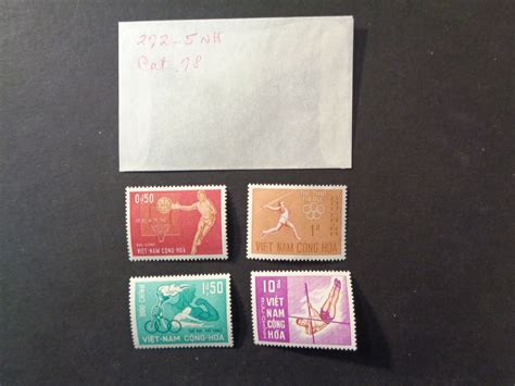 Vintage Stamps Lot Of 4 Unused Vietnam Buu Chinh Cong Hoa Thao