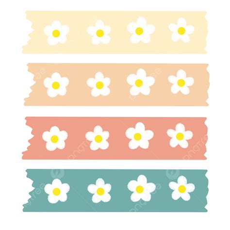 Washi Tapes Hd Transparent, Washi Tape With Soft Color And Floral ...