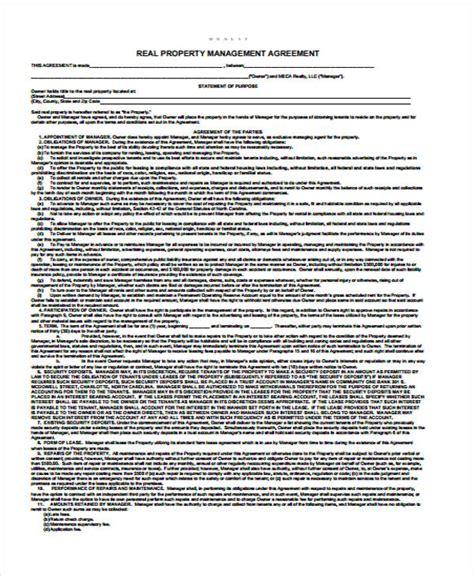 Real Estate Management Agreement Template