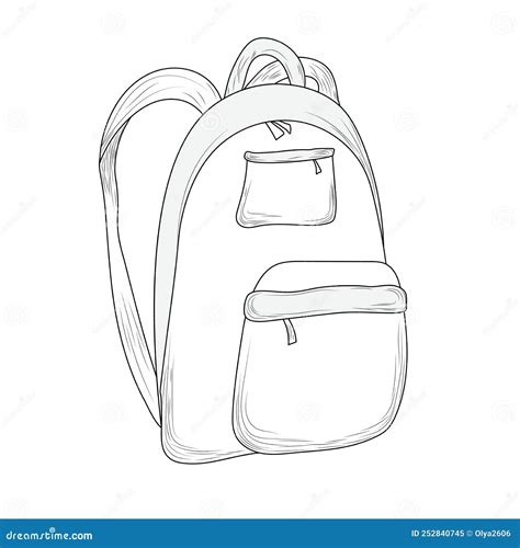 School Backpack Line Art, Black And White Kids Travel Backpack For