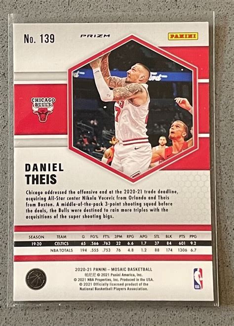 2020 21 Panini Mosaic Basketball 139 Daniel Theis Yellow Reactive