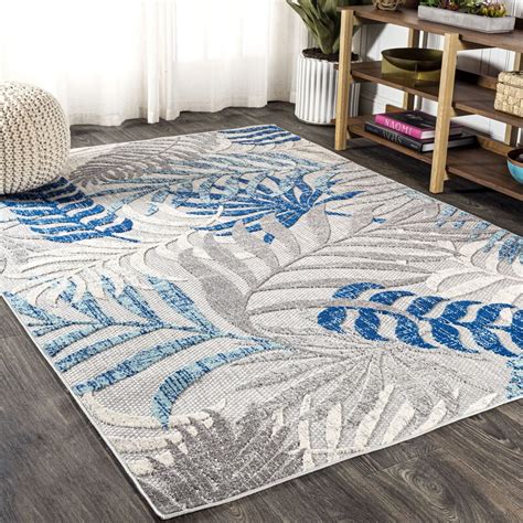 Bayou Breeze Mandalay Floral Graybluecream Indooroutdoor Area Rug