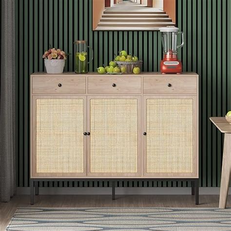 Amazon Yechen Sideboard Cabinet With Handmade Natural Rattan Woven