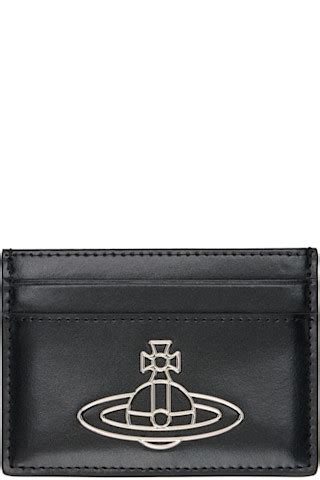 Black Flat Silky Leather Card Holder By Vivienne Westwood On Sale