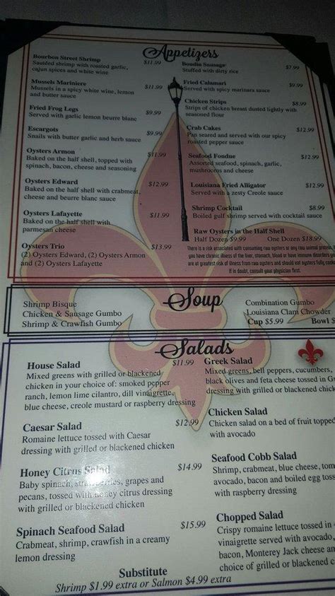 Menu At Bourbon Street Seafood Kitchen Pub Bar San Antonio N Loop