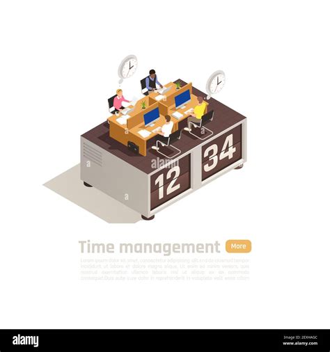 Time Management Isometric Business Concept For Web Page Design With