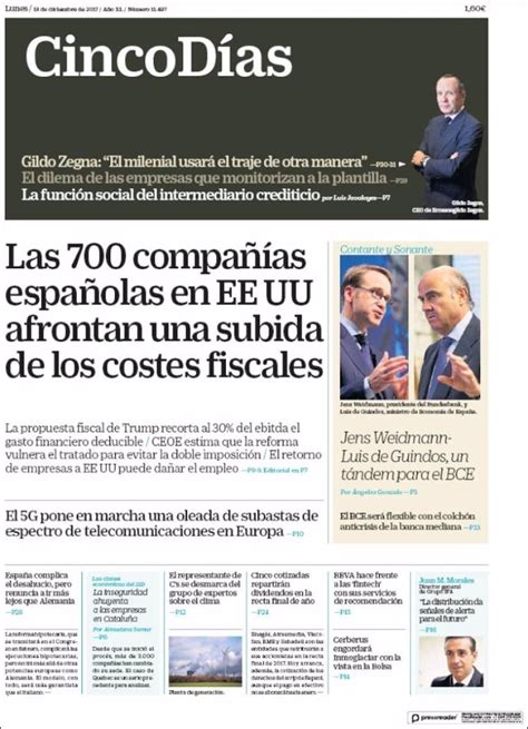 Las portadas de los periódicos económicos de hoy lunes 18 de diciembre