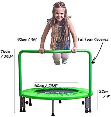 PLENY 36 inches Trampoline with Handle for Toddlers, Safety Kids Mini ...